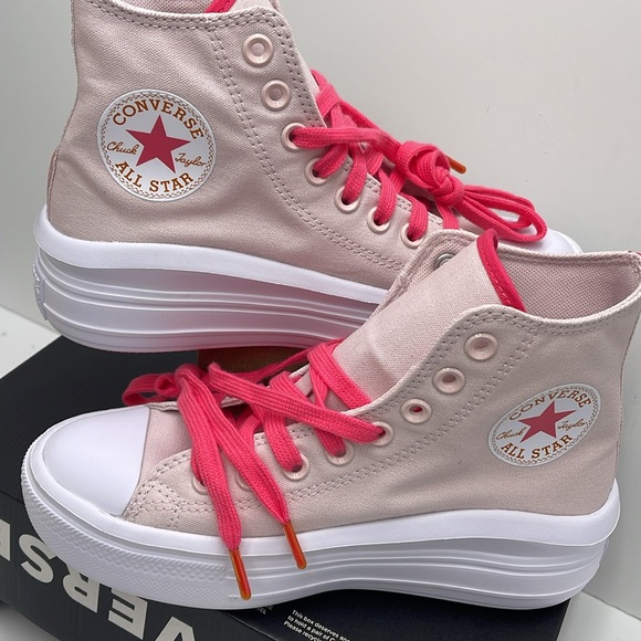 Converse WMNS CTAS MOVE HI BARELY ROSE/STRAWBERRY JAM A00865C Platforms Sneakers - Picture 10 of 16